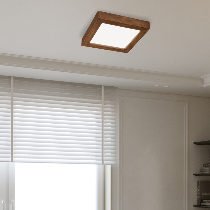 Brilagi - LED Prigušiva stropna svjetiljka za kupaonicu WOODY FRAME LED/24W/230V hrast trešnja 30x30 cm 3000-6000K IP44 + daljinski upravljač