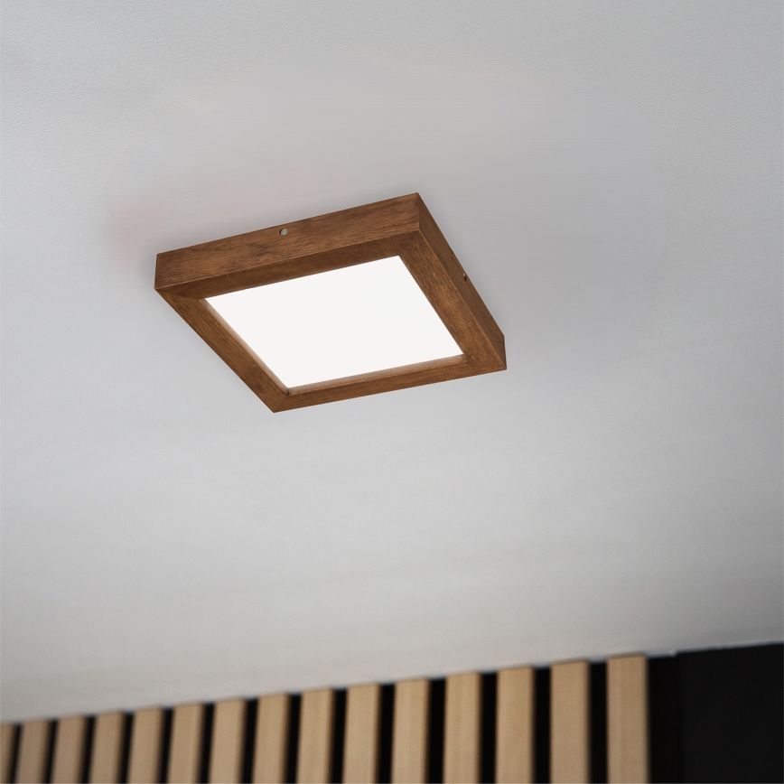 Brilagi - LED Prigušiva stropna svjetiljka za kupaonicu WOODY FRAME LED/24W/230V hrast trešnja 30x30 cm 3000-6000K IP44 + daljinski upravljač