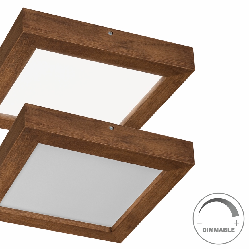 Brilagi - LED Prigušiva stropna svjetiljka za kupaonicu WOODY FRAME LED/24W/230V hrast trešnja 30x30 cm 3000-6000K IP44 + daljinski upravljač