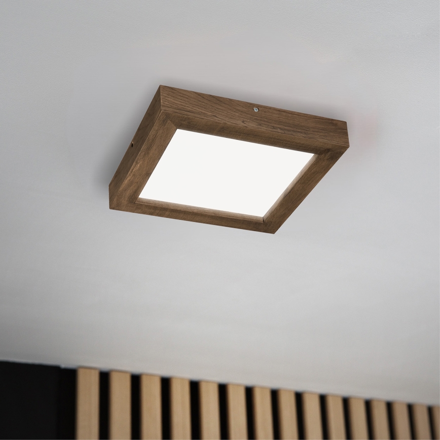 Brilagi - LED Prigušiva stropna svjetiljka za kupaonicu WOODY FRAME LED/24W/230V hrast 30x30 cm 3000-6000K IP44 + daljinski upravljač