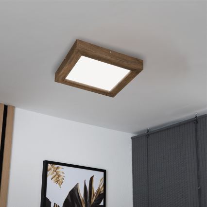Brilagi - LED Prigušiva stropna svjetiljka za kupaonicu WOODY FRAME LED/24W/230V hrast 30x30 cm 3000-6000K IP44 + daljinski upravljač