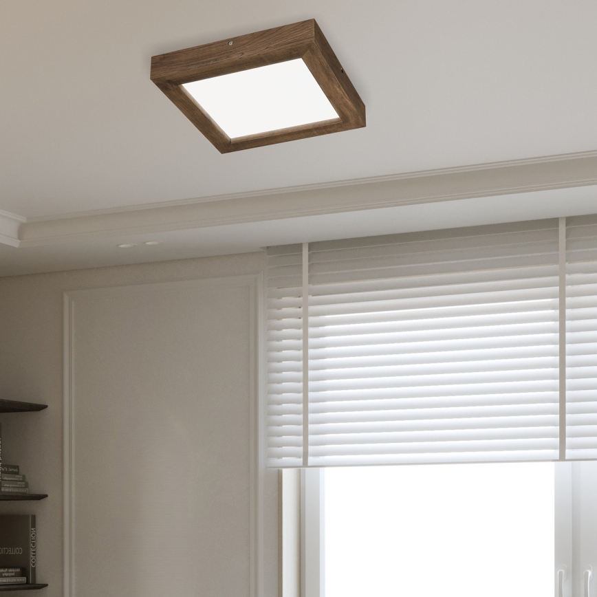 Brilagi - LED Prigušiva stropna svjetiljka za kupaonicu WOODY FRAME LED/24W/230V hrast 30x30 cm 3000-6000K IP44 + daljinski upravljač