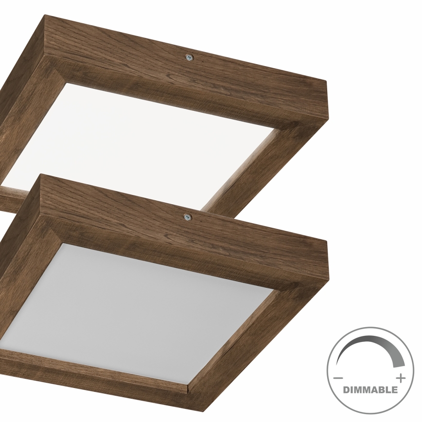 Brilagi - LED Prigušiva stropna svjetiljka za kupaonicu WOODY FRAME LED/24W/230V hrast 30x30 cm 3000-6000K IP44 + daljinski upravljač
