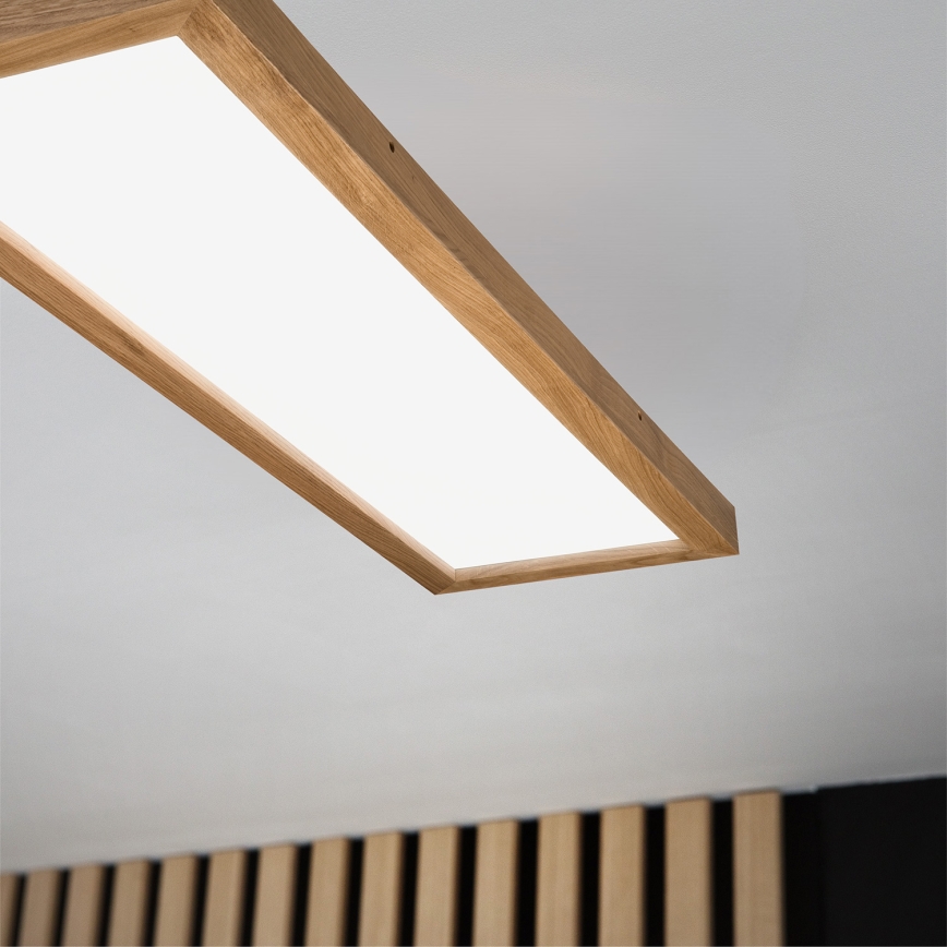 Brilagi - LED Prigušiva stropna svjetiljka za kupaonicu WOODY FRAME LED/50W/230V hrast 120x30 cm 3000-6000K IP44 + daljinski upravljač