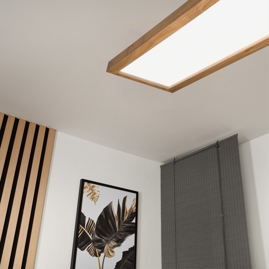 Brilagi - LED Prigušiva stropna svjetiljka za kupaonicu WOODY FRAME LED/50W/230V hrast 120x30 cm 3000-6000K IP44 + daljinski upravljač