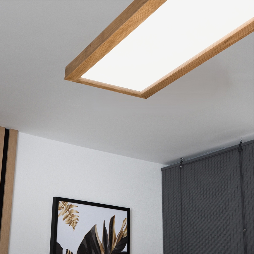 Brilagi - LED Prigušiva stropna svjetiljka za kupaonicu WOODY FRAME LED/50W/230V hrast 120x30 cm 3000-6000K IP44 + daljinski upravljač