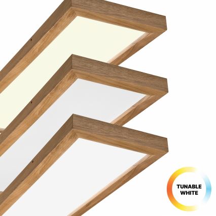 Brilagi - LED Prigušiva stropna svjetiljka za kupaonicu WOODY FRAME LED/50W/230V hrast 120x30 cm 3000-6000K IP44 + daljinski upravljač