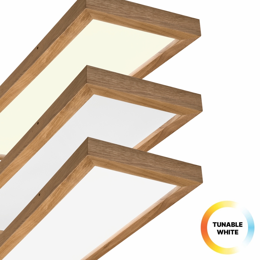Brilagi - LED Prigušiva stropna svjetiljka za kupaonicu WOODY FRAME LED/50W/230V hrast 120x30 cm 3000-6000K IP44 + daljinski upravljač