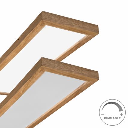 Brilagi - LED Prigušiva stropna svjetiljka za kupaonicu WOODY FRAME LED/50W/230V hrast 120x30 cm 3000-6000K IP44 + daljinski upravljač