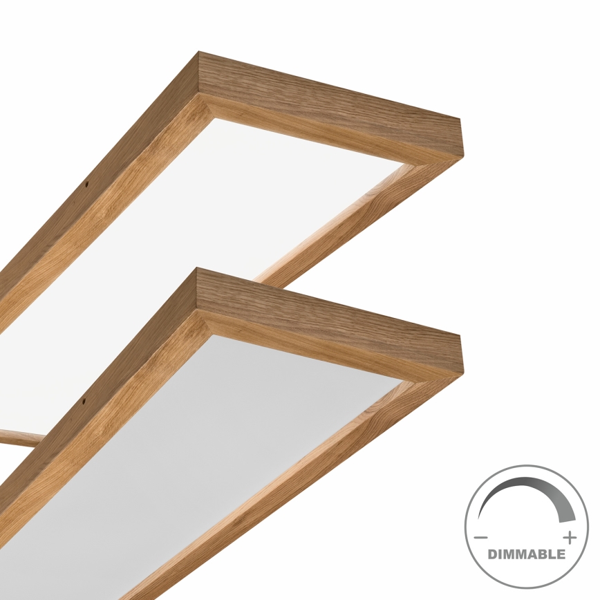 Brilagi - LED Prigušiva stropna svjetiljka za kupaonicu WOODY FRAME LED/50W/230V hrast 120x30 cm 3000-6000K IP44 + daljinski upravljač
