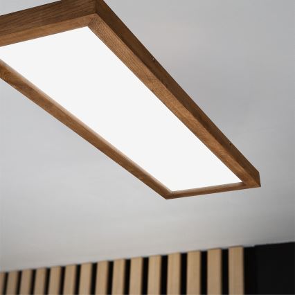 Brilagi - LED Prigušiva stropna svjetiljka za kupaonicu WOODY FRAME LED/50W/230V hrast trešnja 120x30 cm 3000-6000K IP44 + daljinski upravljač