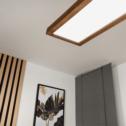 Brilagi - LED Prigušiva stropna svjetiljka za kupaonicu WOODY FRAME LED/50W/230V hrast trešnja 120x30 cm 3000-6000K IP44 + daljinski upravljač