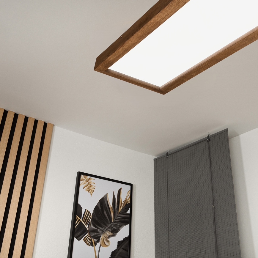 Brilagi - LED Prigušiva stropna svjetiljka za kupaonicu WOODY FRAME LED/50W/230V hrast trešnja 120x30 cm 3000-6000K IP44 + daljinski upravljač