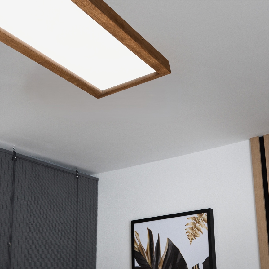 Brilagi - LED Prigušiva stropna svjetiljka za kupaonicu WOODY FRAME LED/50W/230V hrast trešnja 120x30 cm 3000-6000K IP44 + daljinski upravljač