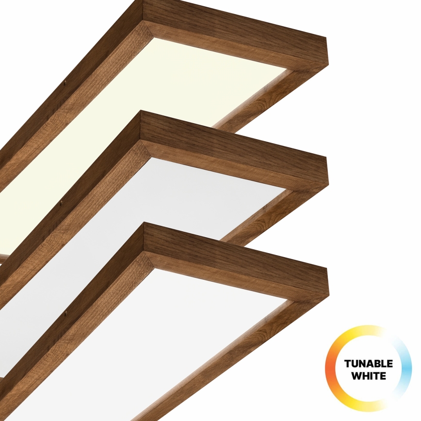 Brilagi - LED Prigušiva stropna svjetiljka za kupaonicu WOODY FRAME LED/50W/230V hrast trešnja 120x30 cm 3000-6000K IP44 + daljinski upravljač