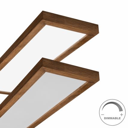 Brilagi - LED Prigušiva stropna svjetiljka za kupaonicu WOODY FRAME LED/50W/230V hrast trešnja 120x30 cm 3000-6000K IP44 + daljinski upravljač