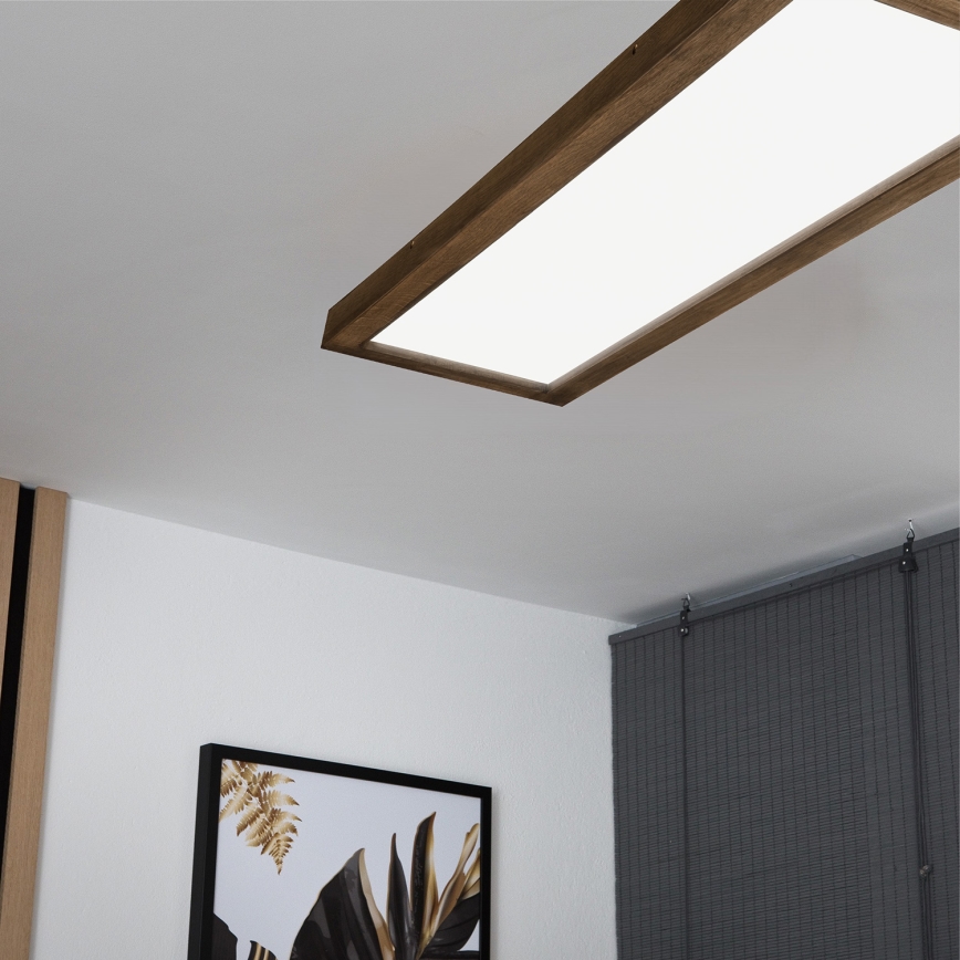 Brilagi - LED Prigušiva stropna svjetiljka za kupaonicu WOODY FRAME LED/50W/230V hrast 120x30 cm 3000-6000K IP44 + daljinski upravljač