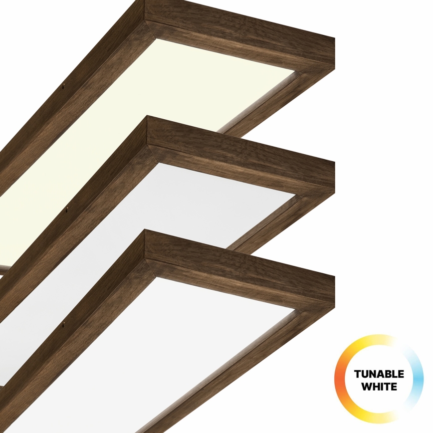 Brilagi - LED Prigušiva stropna svjetiljka za kupaonicu WOODY FRAME LED/50W/230V hrast 120x30 cm 3000-6000K IP44 + daljinski upravljač