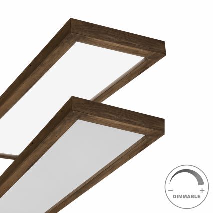 Brilagi - LED Prigušiva stropna svjetiljka za kupaonicu WOODY FRAME LED/50W/230V hrast 120x30 cm 3000-6000K IP44 + daljinski upravljač