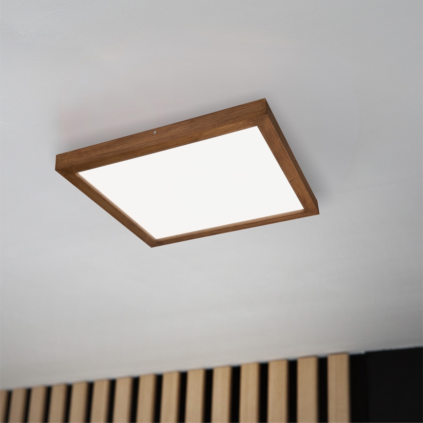 Brilagi - LED Prigušiva stropna svjetiljka za kupaonicu WOODY FRAME LED/50W/230V hrast trešnja 60x60 cm 3000-6000K IP44 + daljinski upravljač