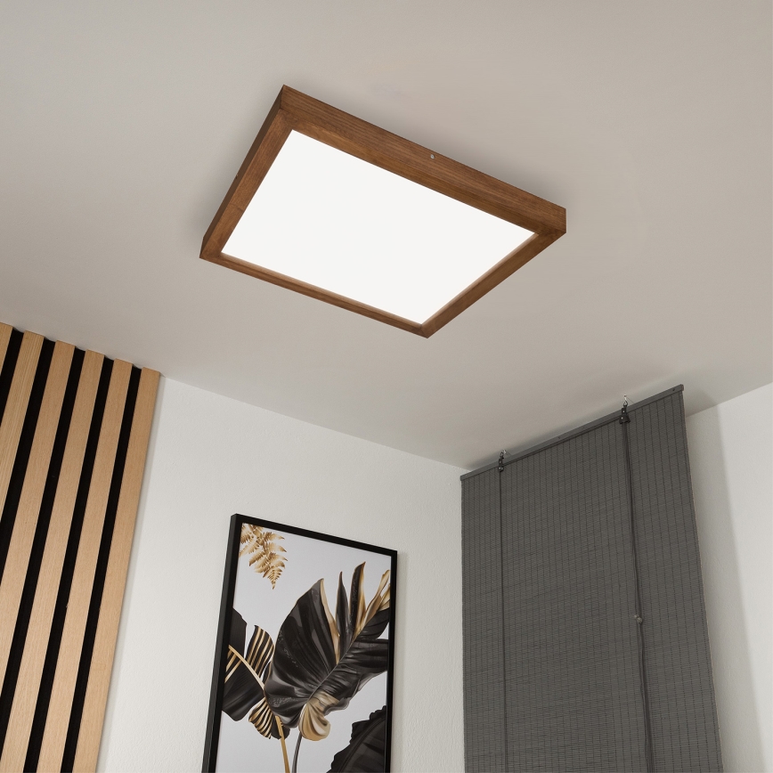 Brilagi - LED Prigušiva stropna svjetiljka za kupaonicu WOODY FRAME LED/50W/230V hrast trešnja 60x60 cm 3000-6000K IP44 + daljinski upravljač