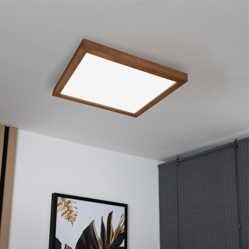 Brilagi - LED Prigušiva stropna svjetiljka za kupaonicu WOODY FRAME LED/50W/230V hrast trešnja 60x60 cm 3000-6000K IP44 + daljinski upravljač