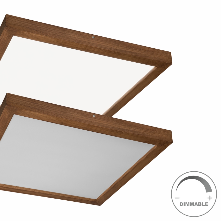 Brilagi - LED Prigušiva stropna svjetiljka za kupaonicu WOODY FRAME LED/50W/230V hrast trešnja 60x60 cm 3000-6000K IP44 + daljinski upravljač