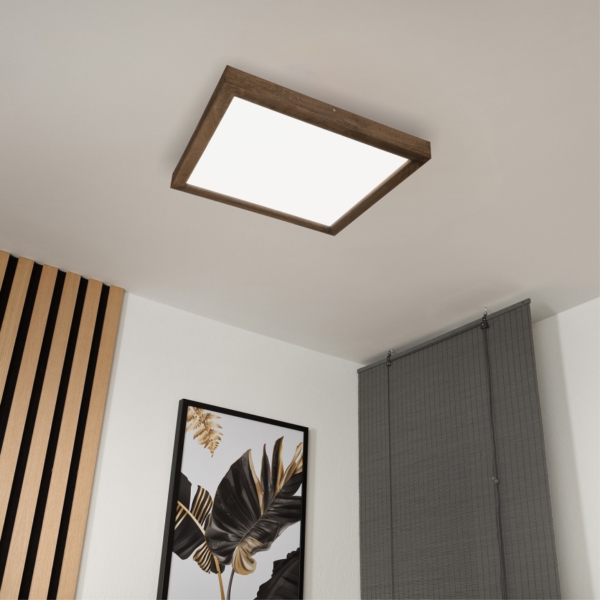 Brilagi - LED Prigušiva stropna svjetiljka za kupaonicu WOODY FRAME LED/50W/230V hrast 60x60 cm 3000-6000K IP44 + daljinski upravljač