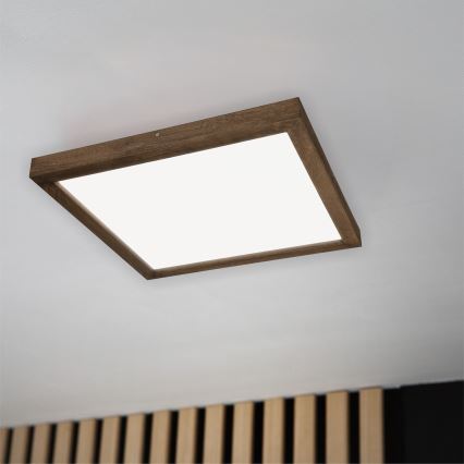Brilagi - LED Prigušiva stropna svjetiljka za kupaonicu WOODY FRAME LED/50W/230V hrast 60x60 cm 3000-6000K IP44 + daljinski upravljač