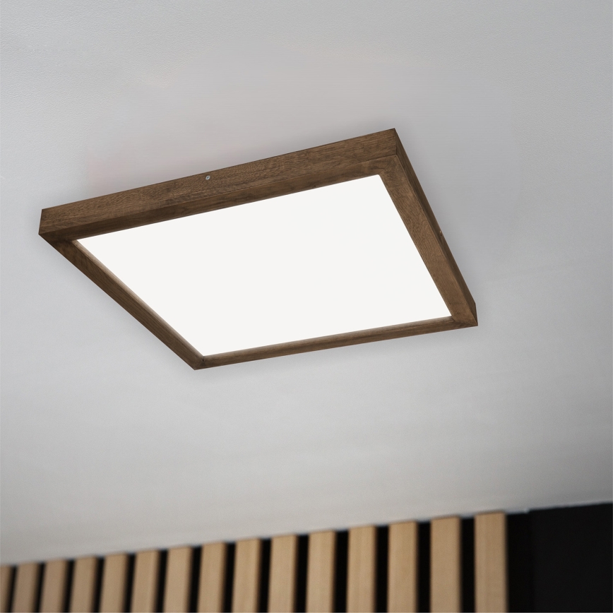 Brilagi - LED Prigušiva stropna svjetiljka za kupaonicu WOODY FRAME LED/50W/230V hrast 60x60 cm 3000-6000K IP44 + daljinski upravljač