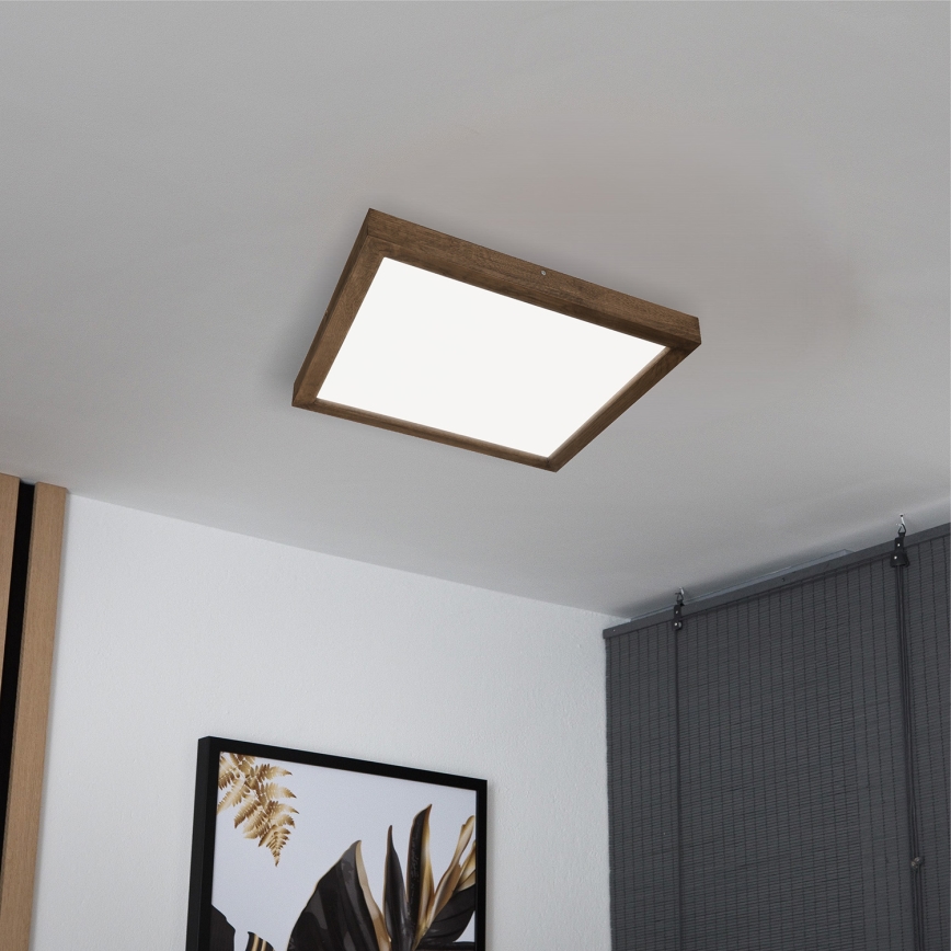 Brilagi - LED Prigušiva stropna svjetiljka za kupaonicu WOODY FRAME LED/50W/230V hrast 60x60 cm 3000-6000K IP44 + daljinski upravljač