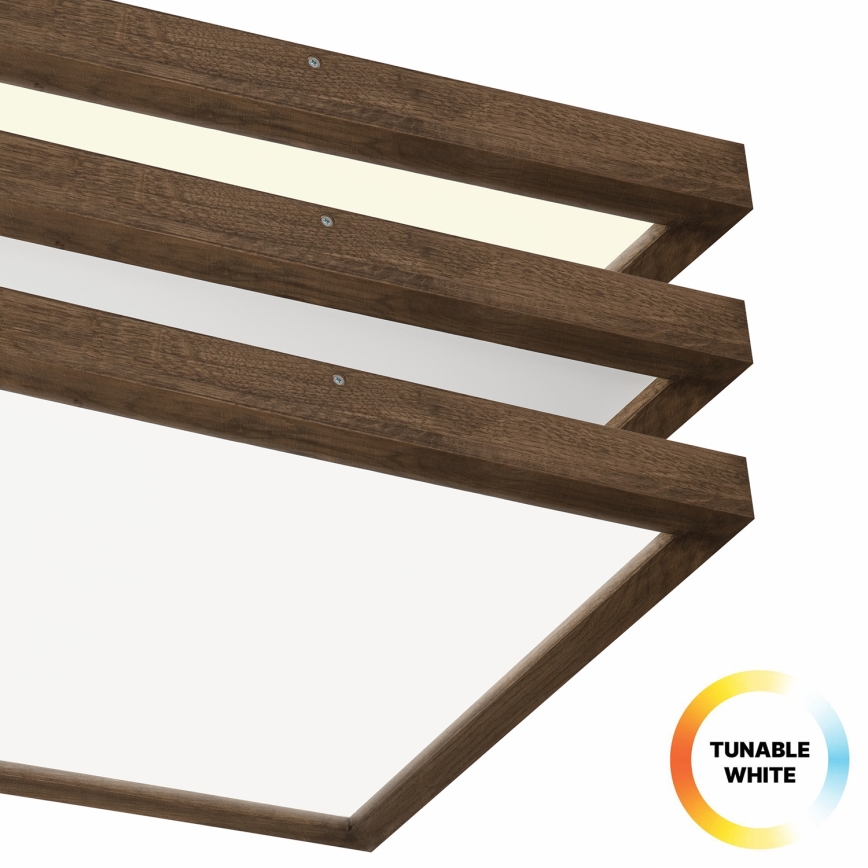 Brilagi - LED Prigušiva stropna svjetiljka za kupaonicu WOODY FRAME LED/50W/230V hrast 60x60 cm 3000-6000K IP44 + daljinski upravljač