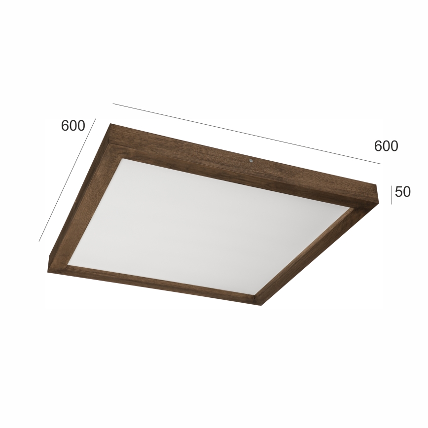 Brilagi - LED Prigušiva stropna svjetiljka za kupaonicu WOODY FRAME LED/50W/230V hrast 60x60 cm 3000-6000K IP44 + daljinski upravljač