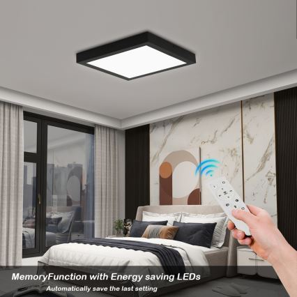 Brilagi - LED Prigušiva stropna svjetiljka za kupaonicu FRAME SMART LED/24W/230V 30x30 cm 3000-6000K IP44 crna + daljinski upravljač