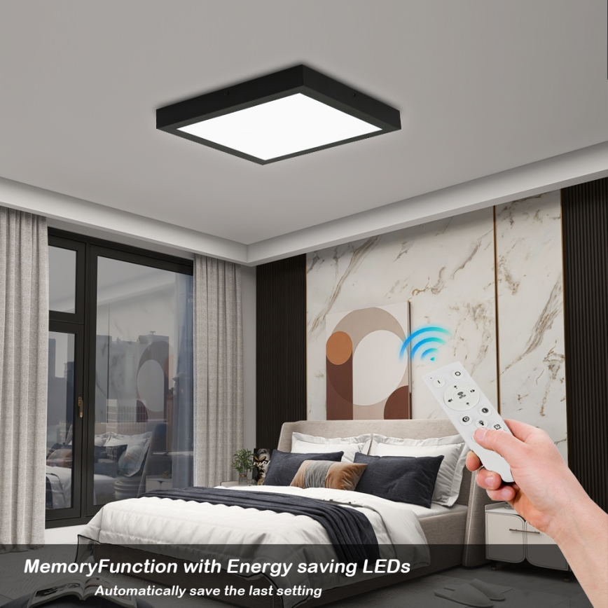 Brilagi - LED Prigušiva stropna svjetiljka za kupaonicu FRAME SMART LED/24W/230V 30x30 cm 3000-6000K IP44 crna + daljinski upravljač