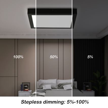 Brilagi - LED Prigušiva stropna svjetiljka za kupaonicu FRAME SMART LED/24W/230V 30x30 cm 3000-6000K IP44 crna + daljinski upravljač