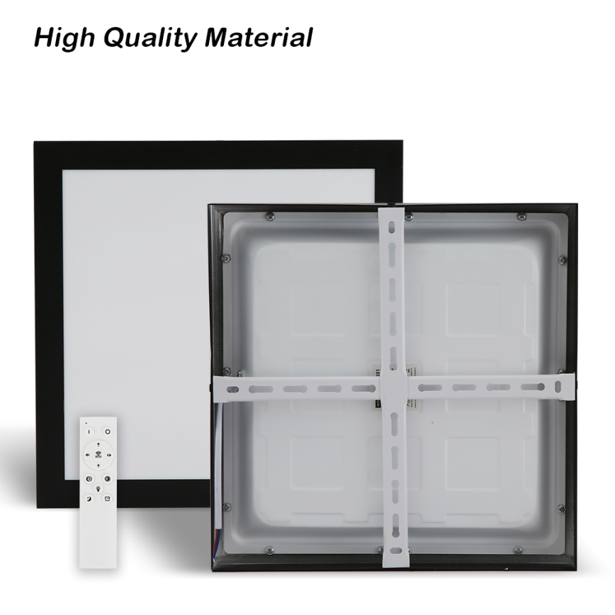 Brilagi - LED Prigušiva stropna svjetiljka za kupaonicu FRAME SMART LED/24W/230V 30x30 cm 3000-6000K IP44 crna + daljinski upravljač