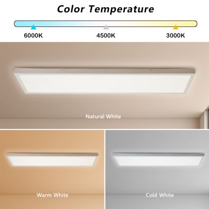 Brilagi - LED Prigušiva stropna svjetiljka za kupaonicu FRAME SMART LED/50W/230V 30x120 cm 3000-6000K IP44 bijela + daljinski upravljač