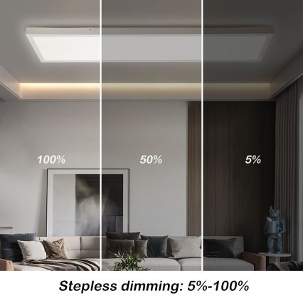 Brilagi - LED Prigušiva stropna svjetiljka za kupaonicu FRAME SMART LED/50W/230V 30x120 cm 3000-6000K IP44 bijela + daljinski upravljač