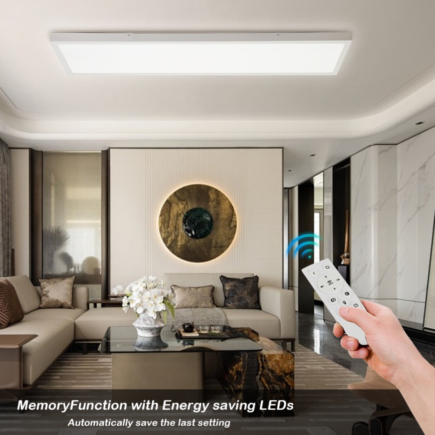 Brilagi - LED Prigušiva stropna svjetiljka za kupaonicu FRAME SMART LED/50W/230V 30x120 cm 3000-6000K IP44 bijela + daljinski upravljač