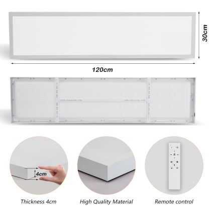 Brilagi - LED Prigušiva stropna svjetiljka za kupaonicu FRAME SMART LED/50W/230V 30x120 cm 3000-6000K IP44 bijela + daljinski upravljač