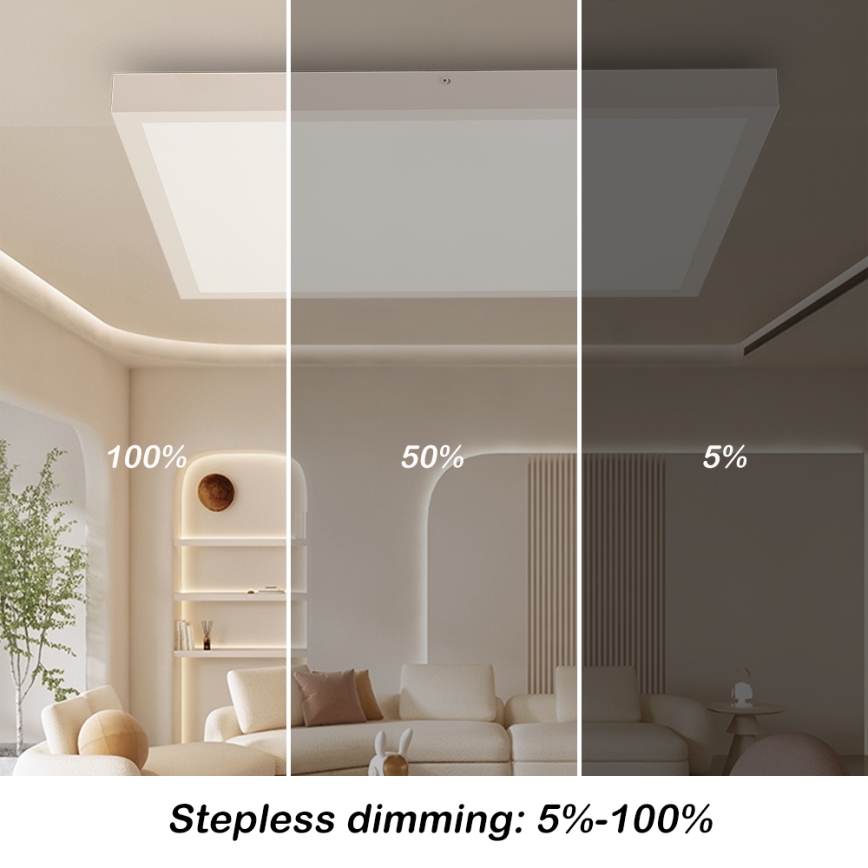 Brilagi - LED Prigušiva stropna svjetiljka za kupaonicu FRAME SMART LED/50W/230V 60x60 cm 3000-6000K IP44 bijela + daljinski upravljač
