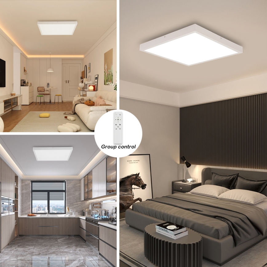 Brilagi - LED Prigušiva stropna svjetiljka za kupaonicu FRAME SMART LED/50W/230V 60x60 cm 3000-6000K IP44 bijela + daljinski upravljač