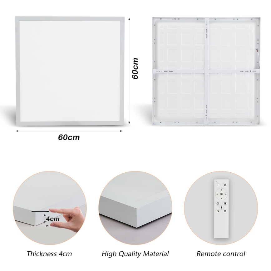 Brilagi - LED Prigušiva stropna svjetiljka za kupaonicu FRAME SMART LED/50W/230V 60x60 cm 3000-6000K IP44 bijela + daljinski upravljač