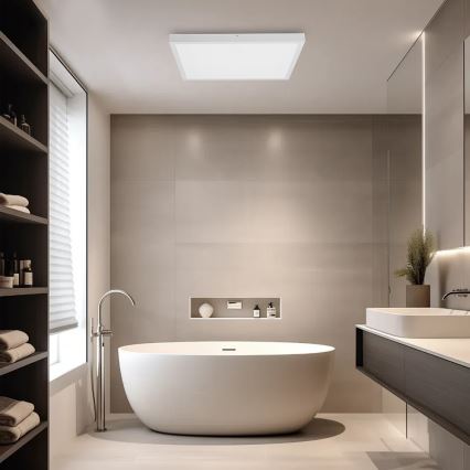 Brilagi - LED Prigušiva stropna svjetiljka za kupaonicu FRAME SMART LED/50W/230V 60x60 cm 3000-6000K IP44 bijela + daljinski upravljač