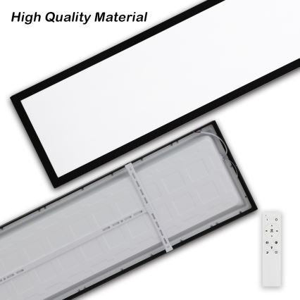 Brilagi - LED Prigušiva stropna svjetiljka za kupaonicu FRAME SMART LED/50W/230V 30x120 cm 3000-6000K IP44 crna + daljinski upravljač