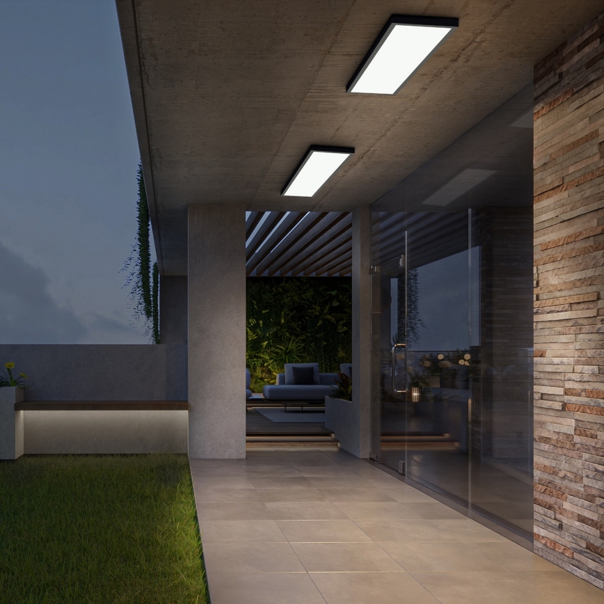 Brilagi - LED Prigušiva stropna svjetiljka za kupaonicu FRAME SMART LED/50W/230V 30x120 cm 3000-6000K IP44 crna + daljinski upravljač