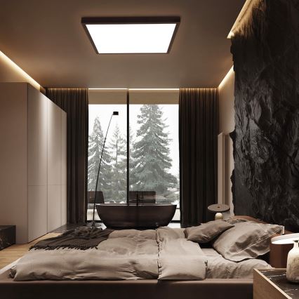 Brilagi - LED Prigušiva stropna svjetiljka za kupaonicu FRAME SMART LED/50W/230V 60x60 cm 3000-6000K IP44 crna + daljinski upravljač
