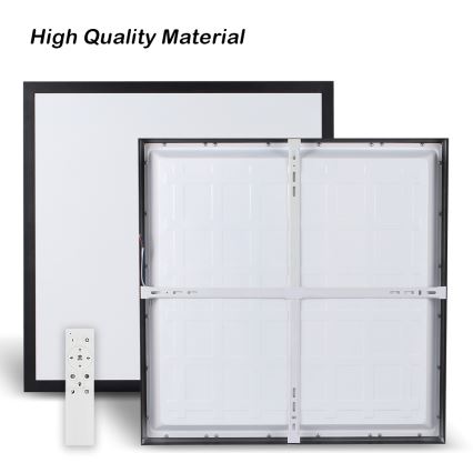 Brilagi - LED Prigušiva stropna svjetiljka za kupaonicu FRAME SMART LED/50W/230V 60x60 cm 3000-6000K IP44 crna + daljinski upravljač
