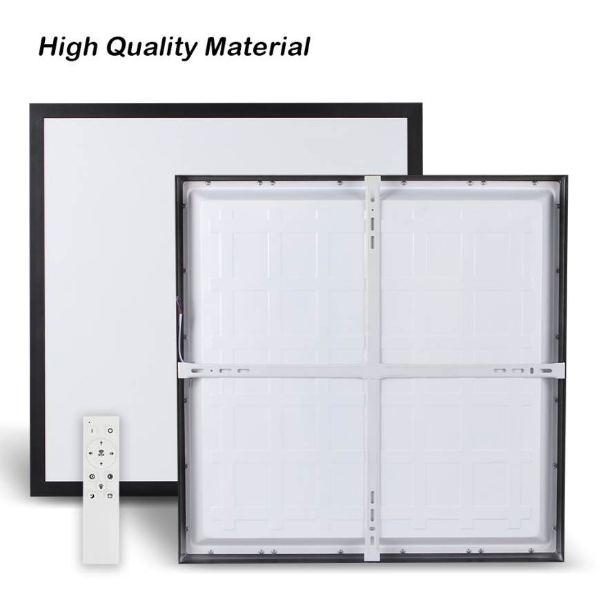 Brilagi - LED Prigušiva stropna svjetiljka za kupaonicu FRAME SMART LED/50W/230V 60x60 cm 3000-6000K IP44 crna + daljinski upravljač